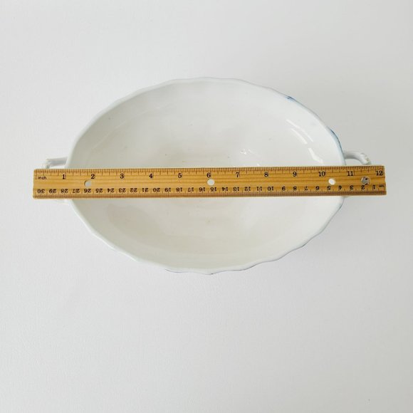 J&G Meakin Flow Blue Covered Vegetable Dish, Embossed w/Gold Accents, England - Picture 9 of 16